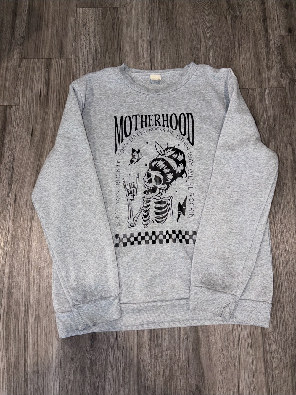 SHEIN Gray 'Motherhood' Graphic Crewneck Sweatshirt